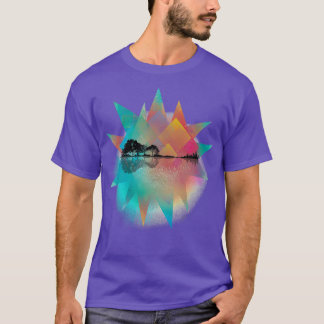 Camiseta Guitarra de Natureza Geométrica Colorida