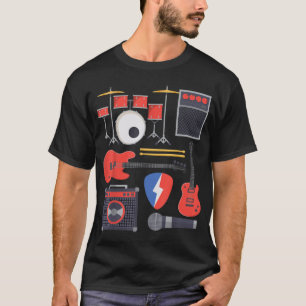 Camiseta Guitarra de Rock Star, Instrumentos de Banda de Ro