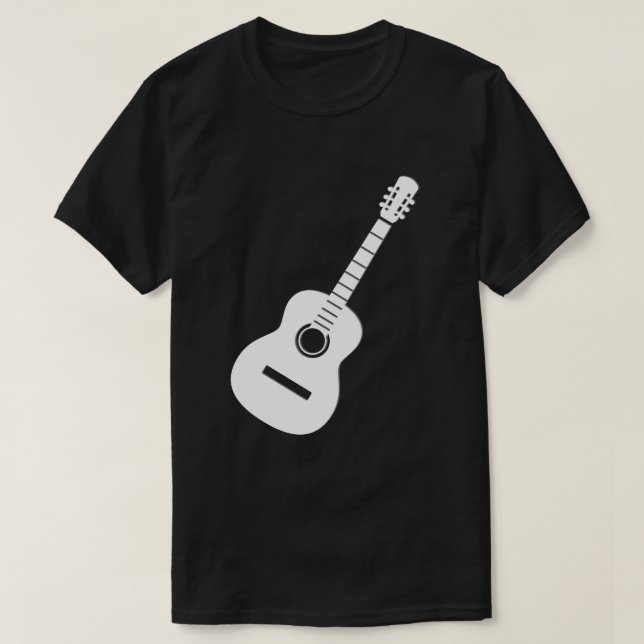 Camiseta Guitarra de Silhueta Branca Design Única a Preto (Frente do Design)