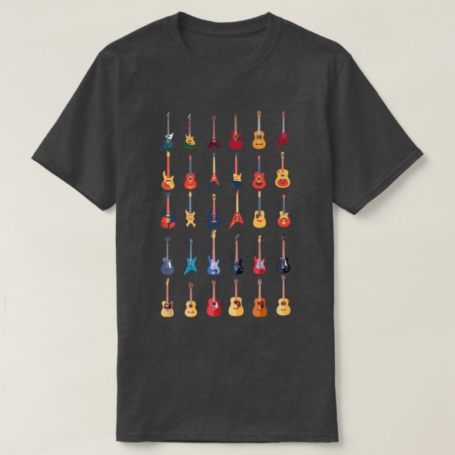 Camiseta Guitarra Diferentes Guitarras Música Sobrevivem En (Frente do Design)