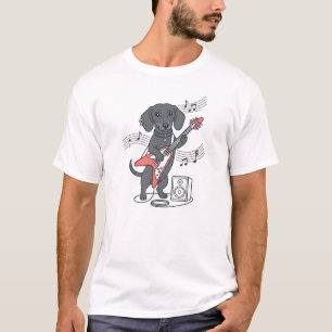 Camiseta Guitarra Elétrica Cute Dachshund Rocker Flying V