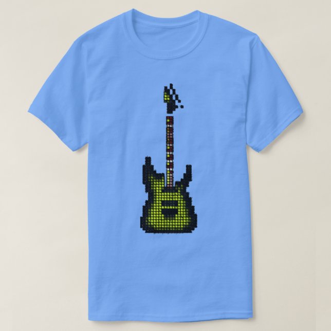 Camiseta Guitarra Elétrica De Pixel Verde Com Til Na Verrug (Frente do Design)