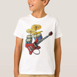 Camiseta Guitarra Elétrica E Tambores