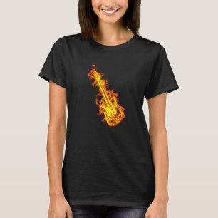 Camiseta Guitarra Elétrica em Chamas Guitarra Rock Premium
