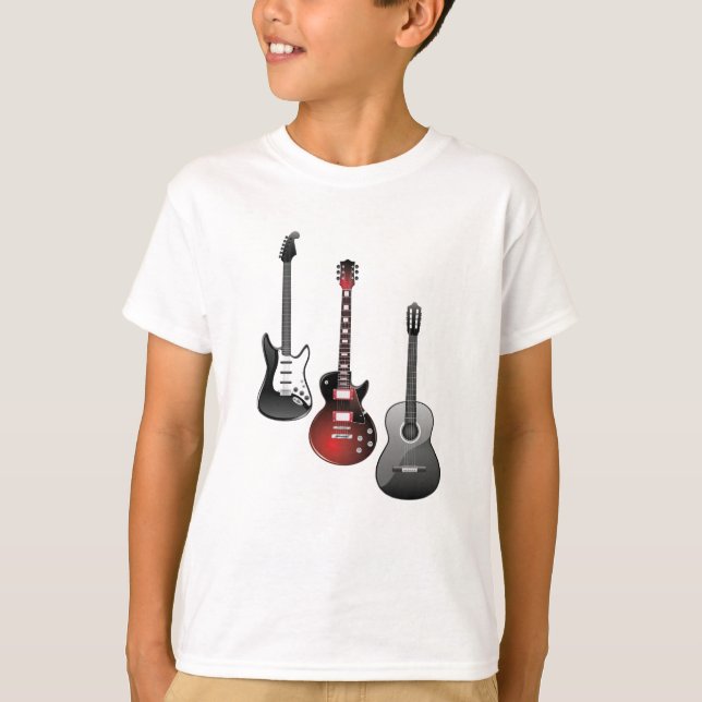 Camiseta guitarra elétrica, guitarra acústica (Frente)
