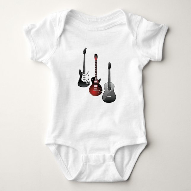 Camiseta guitarra elétrica, guitarra acústica (Frente)