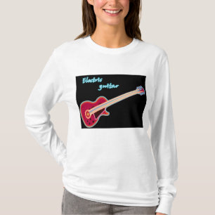 Camiseta Guitarra Elétrica Neon Música Rock Retro 80
