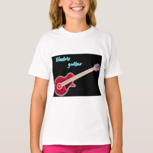 Camiseta Guitarra Elétrica Neon Música Rock Retro dos Anos