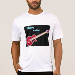 Camiseta Guitarra Elétrica Neon Retro Rock Música dos Anos