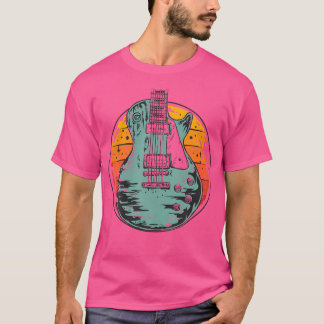 Camiseta Guitarra Elétrica Retro Sunset Vintage Music Banda