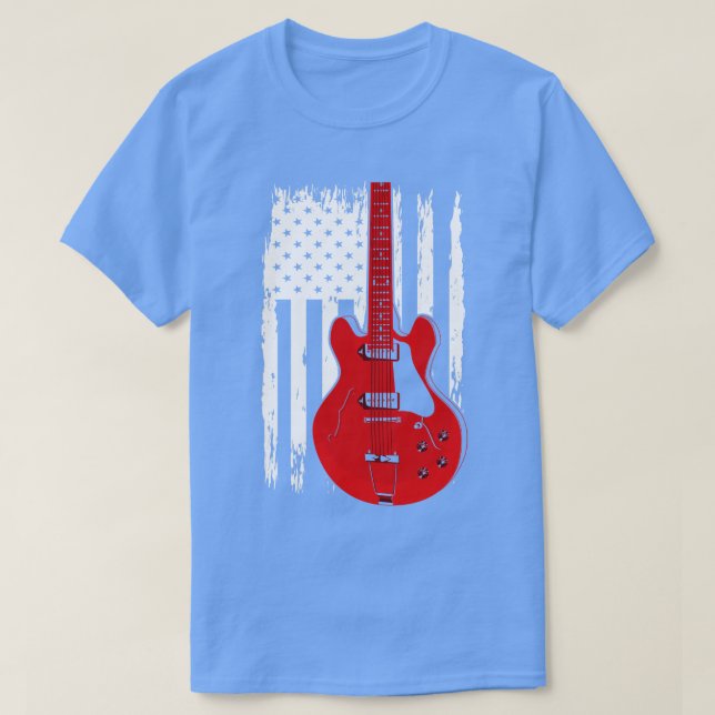 Camiseta Guitarra Elétrica US Flag Musista Guitarista (Frente do Design)