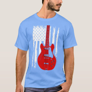 Camiseta Guitarra Elétrica US Flag Musista Guitarista