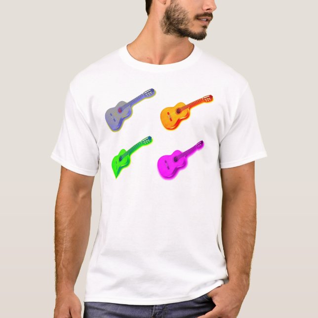 Camiseta Guitarra Espanhola Clássica de pop Art (Frente)