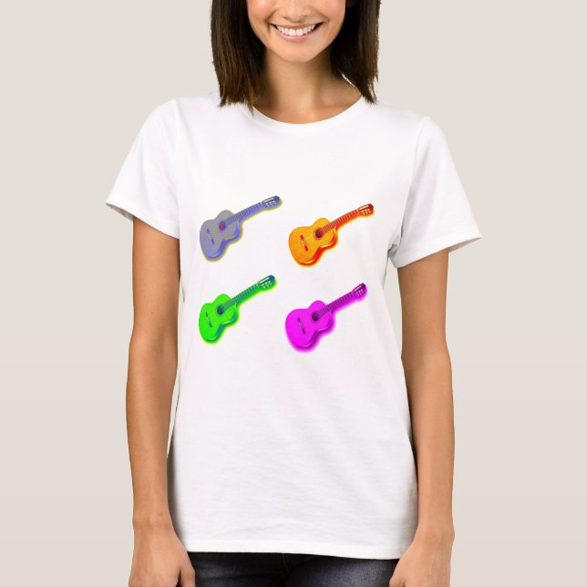 Camiseta Guitarra Espanhola Clássica de pop Art (Frente)