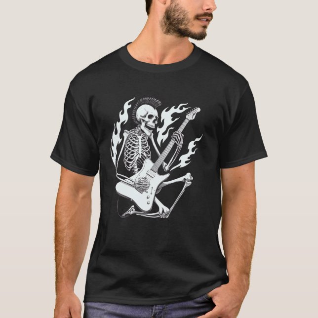 Camiseta Guitarra Esqueleto Heavy Metal (Frente)