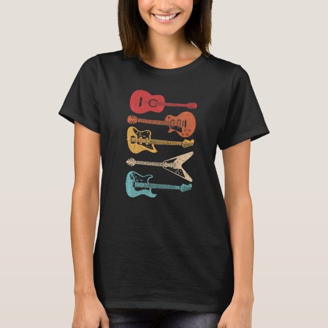Camiseta Guitarra Estilo De Retro Para Guitarrista (Frente)