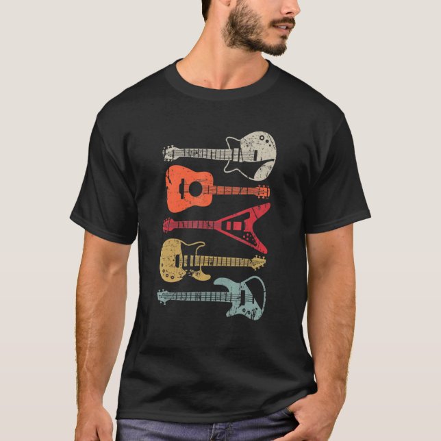 Camiseta Guitarra Estilo De Retro Para Guitarrista (Frente)