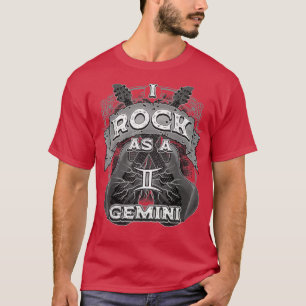 Camiseta Guitarra Gemini I Rock As Gemini Zodiac Sign Music