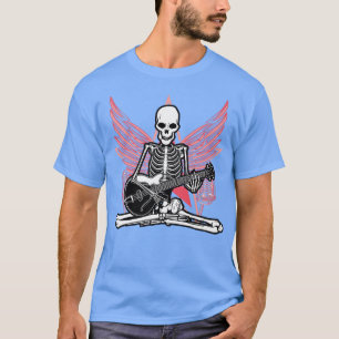 Camiseta Guitarra Música Lover Skeleton Wings Angel Guitar 