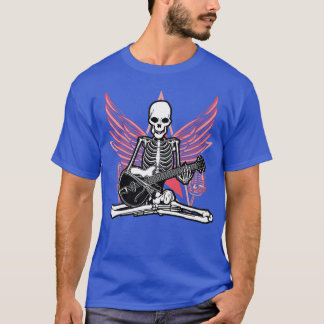 Camiseta Guitarra Música Lover Skeleton Wings Angel Guitar