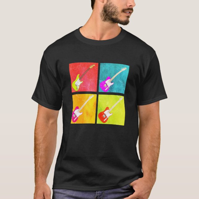 Camiseta Guitarra Retro Groovy na Moda (Frente)