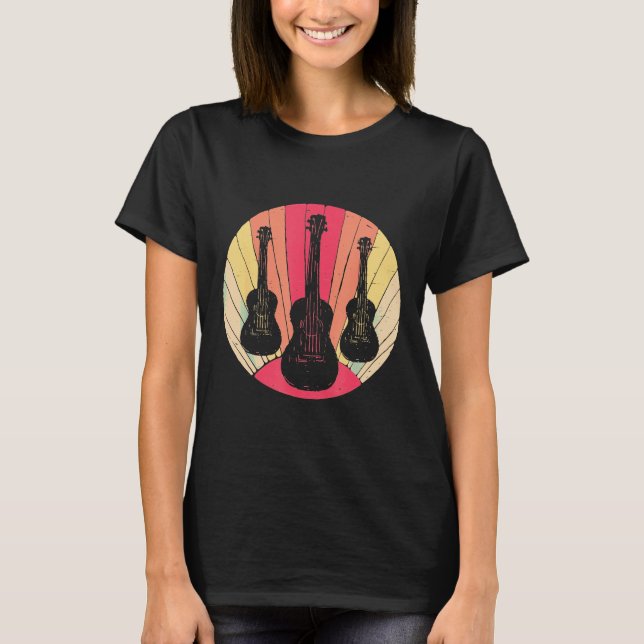 Camiseta Guitarra - Retro Ukulele, Retro Ukulele, Guitarra  (Frente)