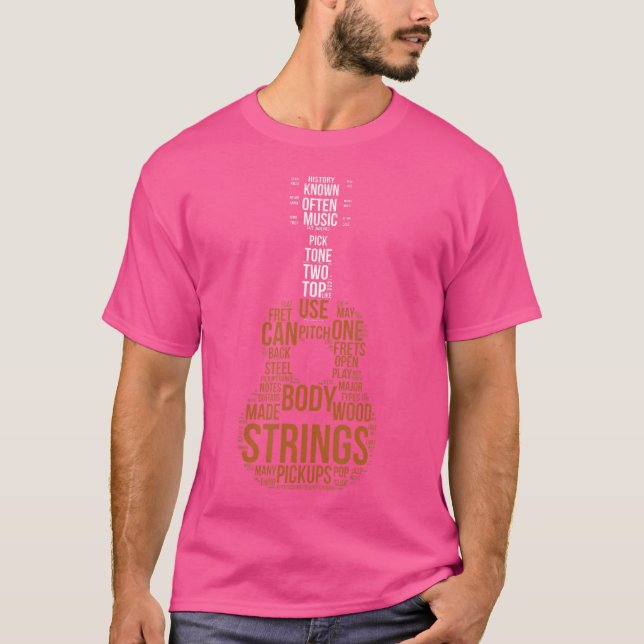 Camiseta Guitarra Termos Palavra Nuvem Acústica Guitarra Pr (Frente)