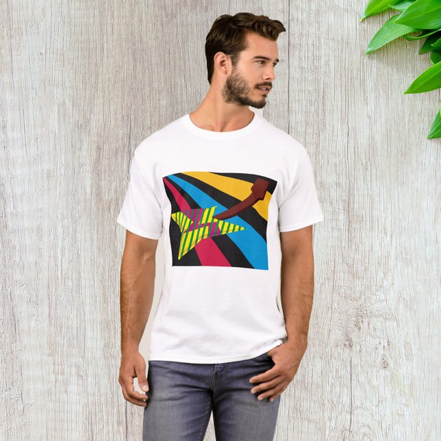 Camiseta Guitarra Vibrante com Listras Geométricas (Criador carregado)
