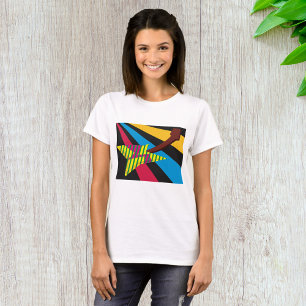Camiseta Guitarra Vibrante com Listras Geométricas