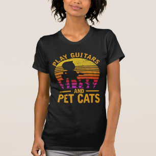 Camiseta Guitarras Jogam Gatos De Pet Músico Cute Kitten L