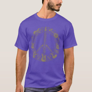 Camiseta Guitarras que formam signo de paz tema retrô anos 