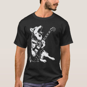 Camiseta Guitarrista Canino Guitarra - Husky Alaskan Pai Mã