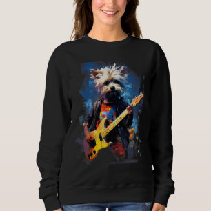 Camiseta Guitarrista Canino Morkie de Guitarra de Rock