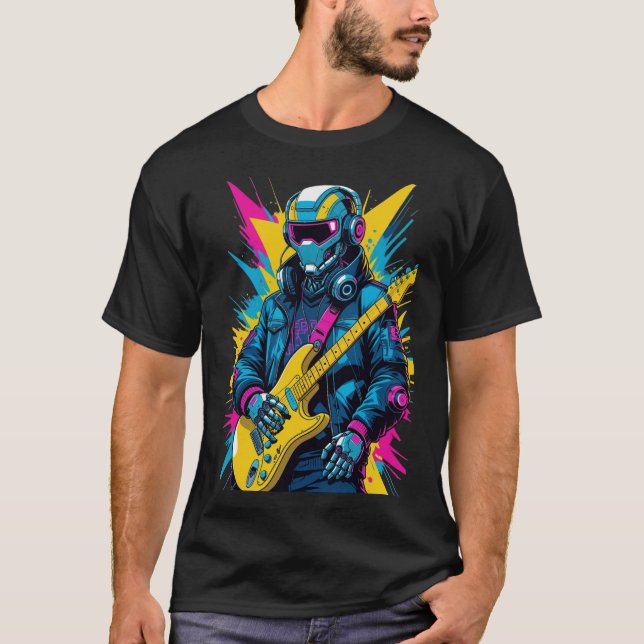 Camiseta guitarrista cyberpunk (Frente)