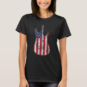 Camiseta Guitarrista de Bandeira Americana Patrio
