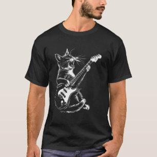 Camiseta Guitarrista de Gato - Pai Mãe British Shorthair