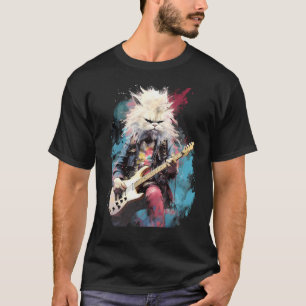 Camiseta Guitarrista de Guitarra de Rock Gato Persa