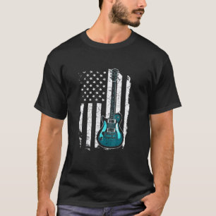 Camiseta Guitarrista de Guitarra Vintage Bandeira Americana