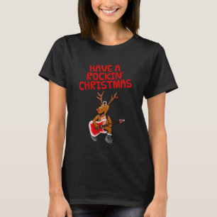 Camiseta Guitarrista de Natal, Rena de Guitarra Elétrica Mu