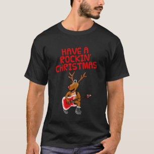 Camiseta Guitarrista de Natal, Rena de Guitarra Elétrica Mu