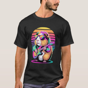 Camiseta Guitarrista de Porquinho-da-Índia Retro Guitarra