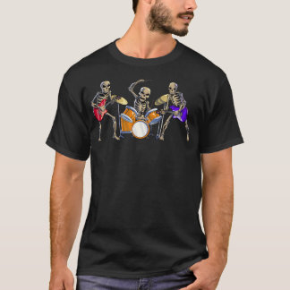 Camiseta Guitarrista Esqueleto Baixo Guitarra Baterista Mús
