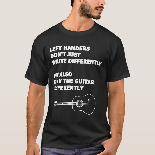 Camiseta Guitarrista Esquerdo Esquerdo Jogador de Violão Es (Frente)