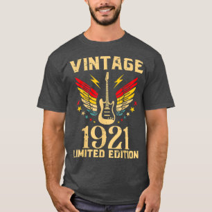 Camiseta Guitarrista Guitarrista De Aniversário De 101 Anos