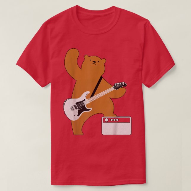 Camiseta Guitarrista Guitarrista Urso Jogador De Bass Guita (Frente do Design)