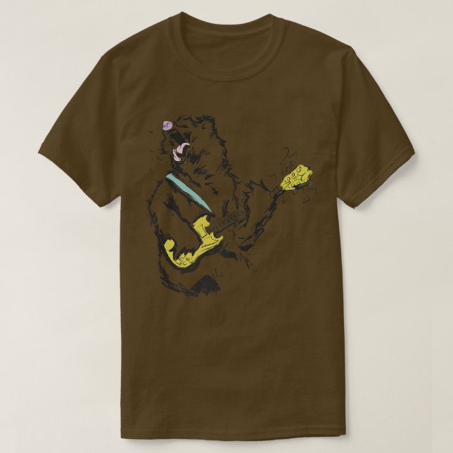 Camiseta Guitarrista Guitarrista Urso Jogador De Bass Guita (Frente do Design)