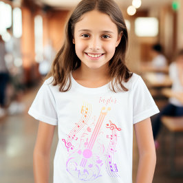 Camiseta Guitarrista Jogador de Música Rosa Nome Personaliz