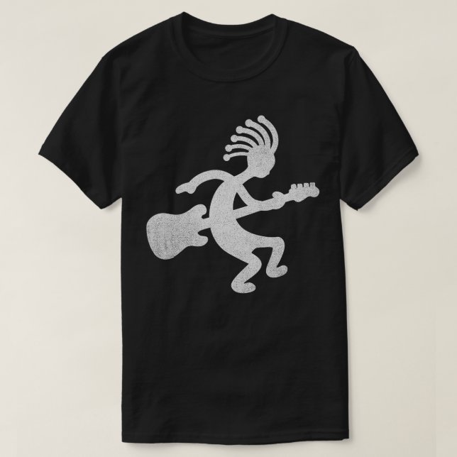 Camiseta Guitarrista Kokopelli Native American Hieroglyph (Frente do Design)