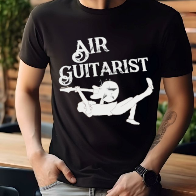 Camiseta Guitarrista Lendário de Rock Clássico no Ar  (Criador carregado)