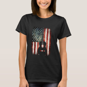 Camiseta Guitarrista Música EUA Bandeira Guitarra Patriótic